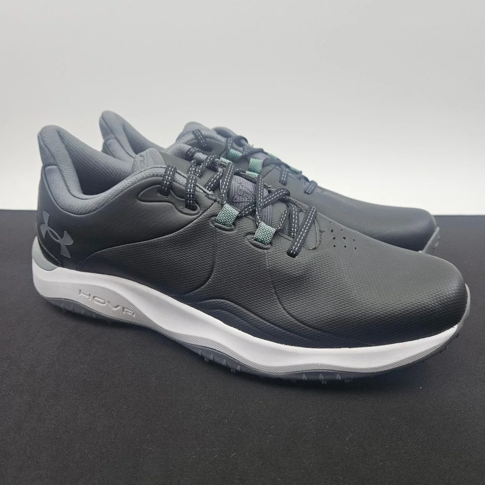 Under Armour Mens HOVR Drive Pro Spikeless Golf Shoes Black‎ Grey 3026920-002 12